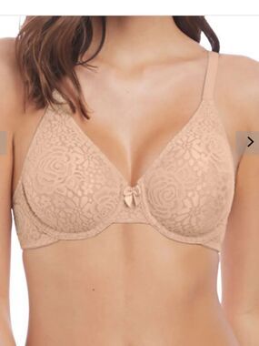 Wacoal Lace Underwire Bra Beige Nude 34DD Full Coverage Comfort